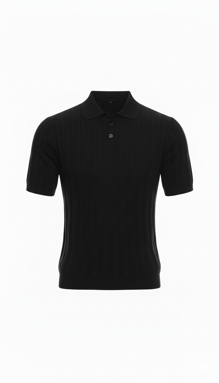 Black polo shirt on a white background