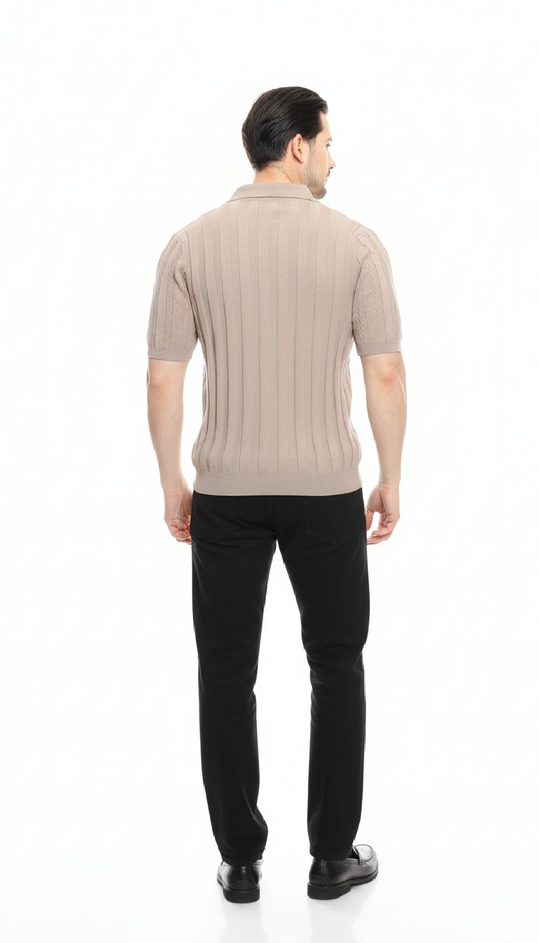 René Knit Polo Shirt Light Brown Tan