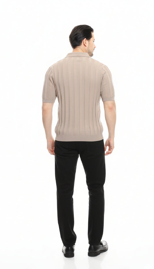 René Knit Polo Shirt Light Brown Tan