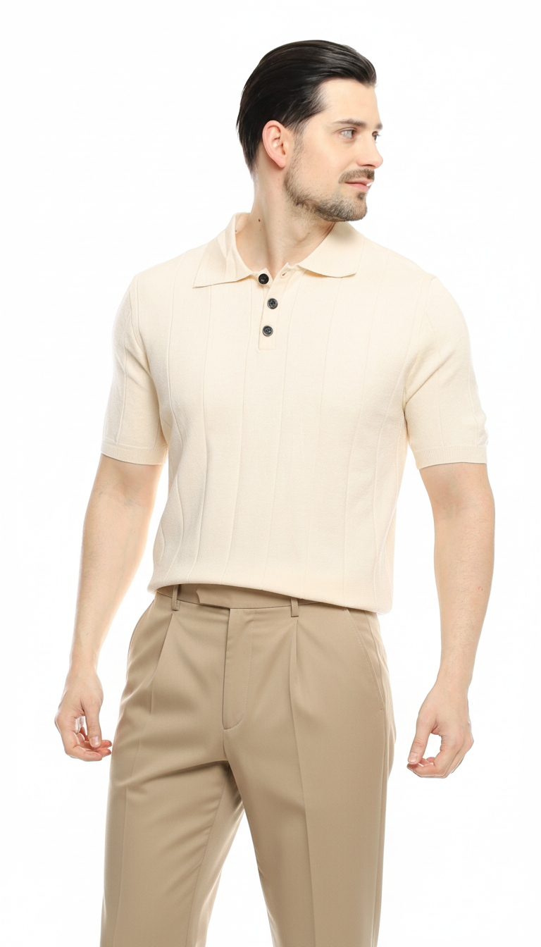 René Knit Polo Shirt Beige