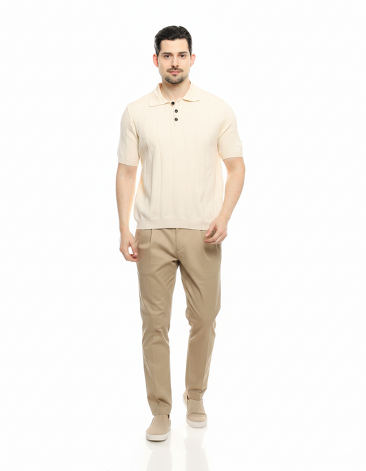René Knit Polo Shirt Beige