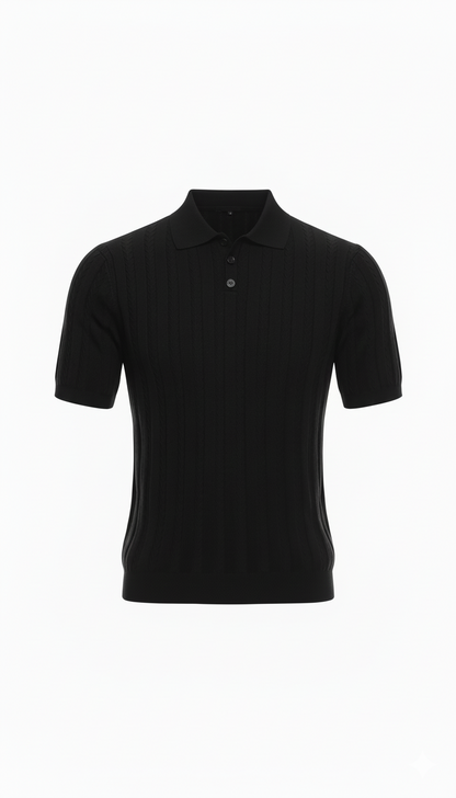 Black polo shirt on a white background