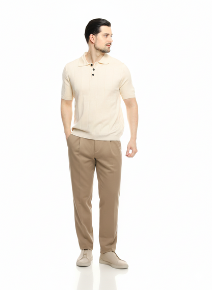 René Knit Polo Shirt Beige